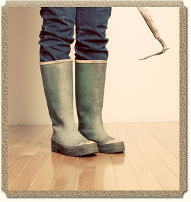 wellies and a hoe